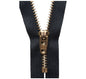 10cm Brass Jean Semi Auto Lock Zip Black