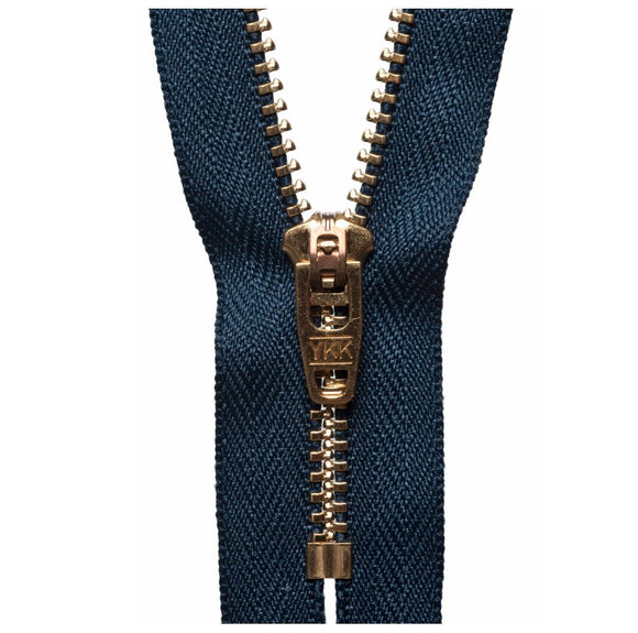 15cm Brass Jean Semi Auto Lock Zip Dark Navy