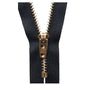 15cm Brass Jean Semi Auto Lock Zip Black