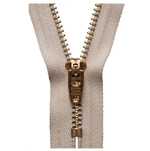 18cm Brass Jean Semi Auto Lock Zip Beige