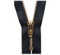 18cm Brass Jean Semi Auto Lock Zip Black