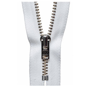 18cm Metal Trouser Zip White