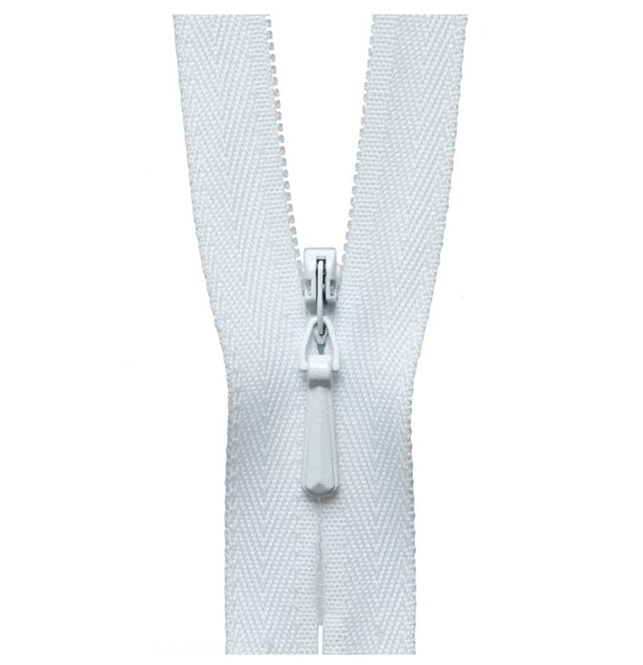 23cm Concealed Zip White