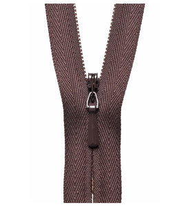 23cm Concealed Zip Brown